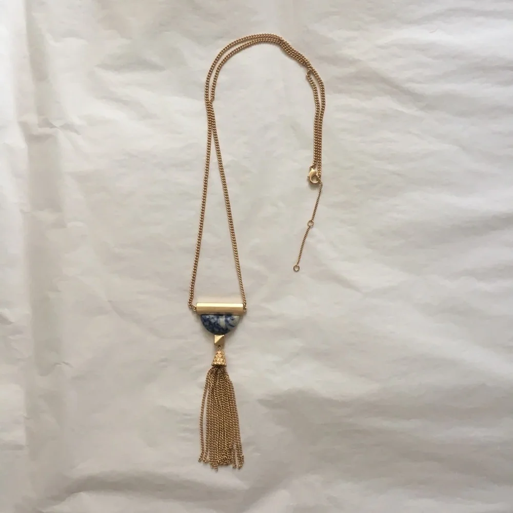 Gold & Marble Tassel Necklace - Picture 2 of 2